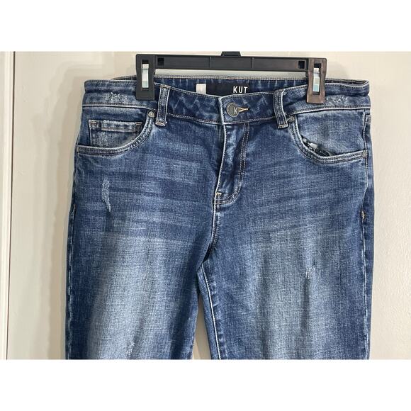 Kut From the Kloth Jeans Size 6 Amy Mid Rise Cropped Distressed Festival Boho - Picture 3 of 8